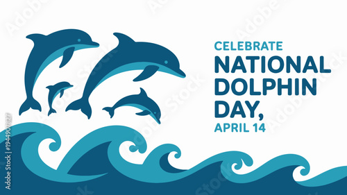 Dolphins swimming in ocean waves celebrate national dolphin day april 14 marine animals conservation