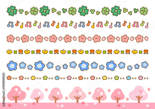 かわいい春のラインイラスト素材｜おたより・プリント装飾