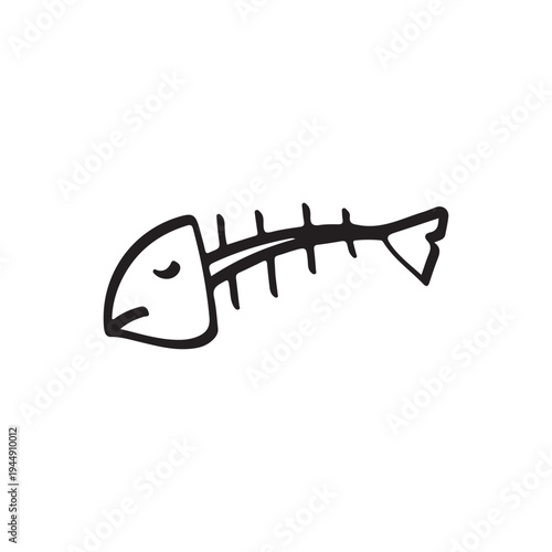 Hand Drawn Fish Bone Skeleton Seafood Illustration