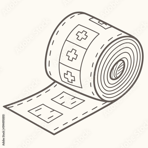 Roll of bandages with medical crosses white