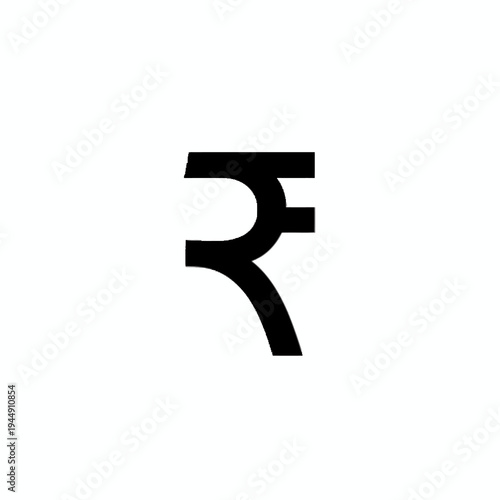 Stylized black icon depicting the official Indian Rupee currency symbol, perfect for financial applications and modern digital interfaces
