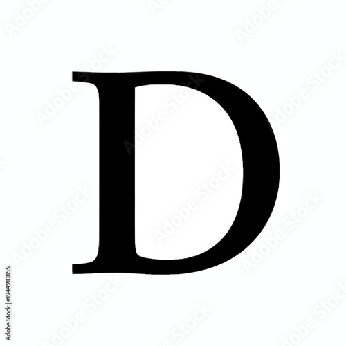 The uppercase letter D in a classic serif font, black on a white background, perfect for graphic design elements