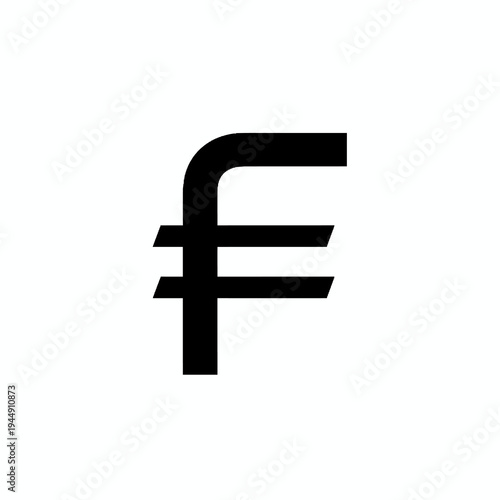 Currency symbol, abstract geometric F, financial icon, monetary sign, money symbol for finance and business