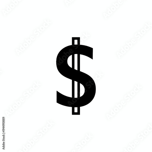A Simple, Bold Dollar Sign Icon Representing Finance and Money with a Clean White Background