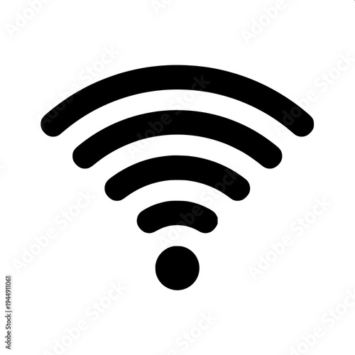 Minimal black glyph icon of a window with horizontal blinds partially closed, beside it a small remote control emitting wireless signal waves, flat vector style, solid black shapes on white background