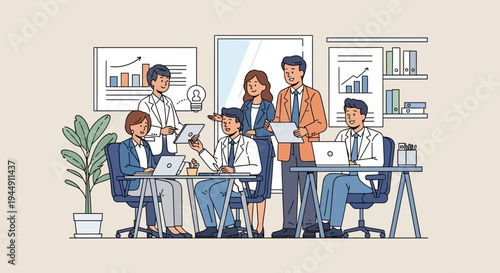 Group of Business Professionals Working Together.