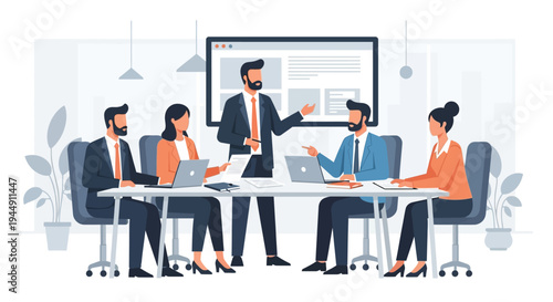 Business Professionals Discussing Project in Meeting Room.