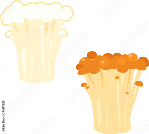 白いエノキタケと茶色いエノキタケ