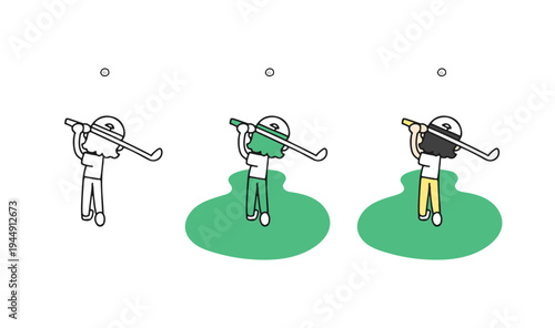 ナイスショットなゴルフ好きの女性のイラスト