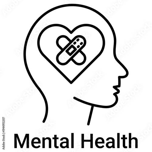 Mental Health Icon Outline Style. Vector Illustration For Graphic Design