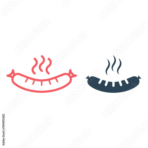 Grill sausage icons set vector illustration.
