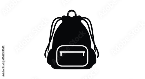 Black backpack icon vector