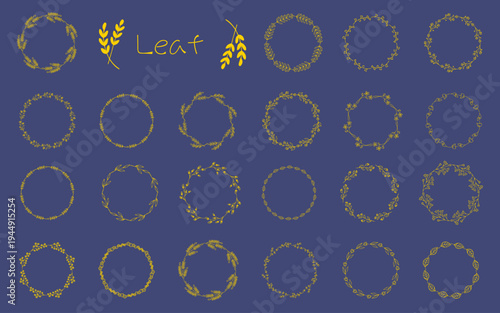 金色風の手描きの植物ラインセット。