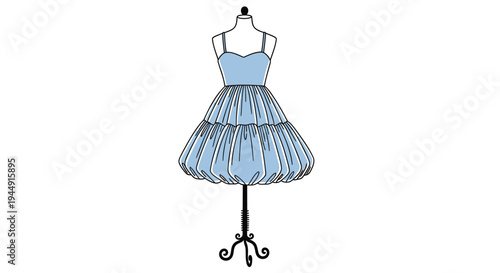 Vector illustration of blue dress on mannequin
