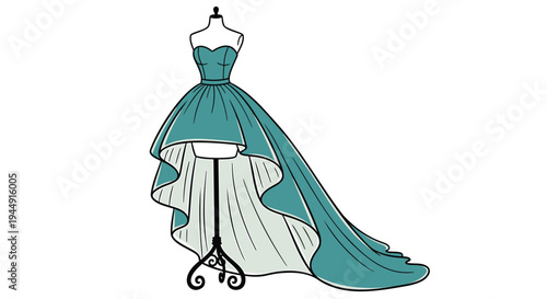 Teal and white dress on mannequin vector