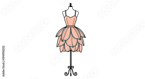 Vector illustration of peach dress on mannequin