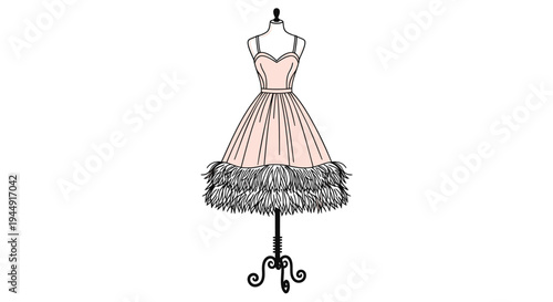 Vector illustration of a pink dress on a mannequin