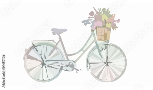 Romantic love bicycle watercolor vector illustration