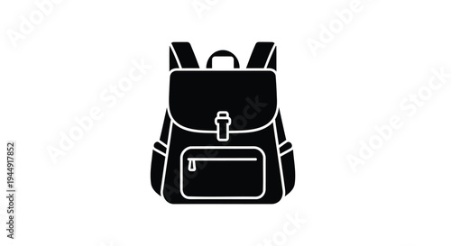 Vector backpack icon, black and white