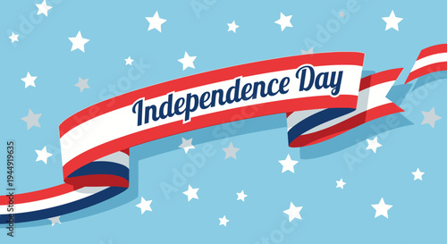 Independence Day Ribbon with Stars and Stripes.