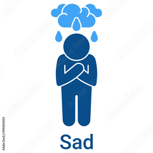 Sad Icon Outline Style. Vector Illustration For Graphic Design