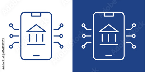 Digital Banking Blue And White Icon Style Collection