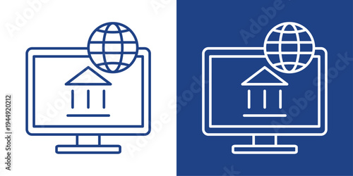 Online Banking Blue And White Icon Style Collection
