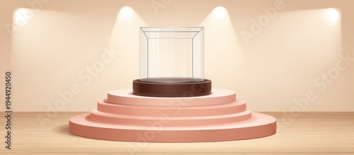 Podium Display with Glass Case.