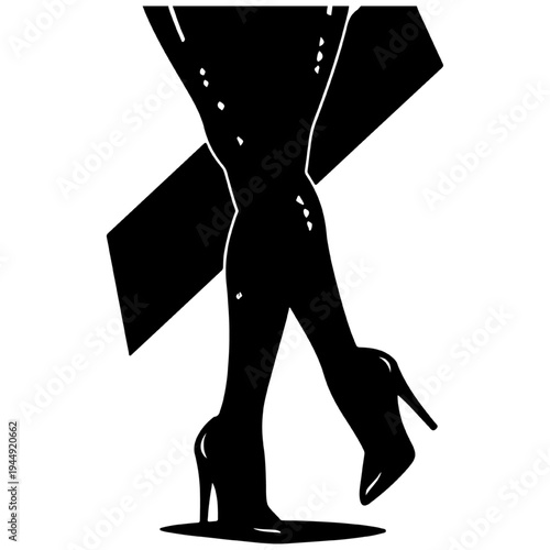 Silhouette of female legs in high heel stiletto shoes, black vector for luxury fashion and footwear concepts