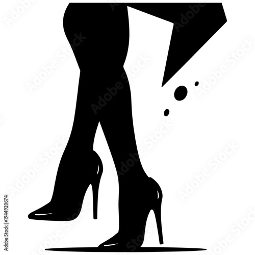 Silhouette of female legs in high heel stiletto shoes, black vector for luxury fashion and footwear concepts