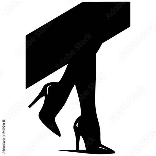 Silhouette of female legs in high heel stiletto shoes, black vector for luxury fashion and footwear concepts