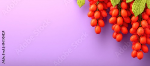 Red berries on a purple background.