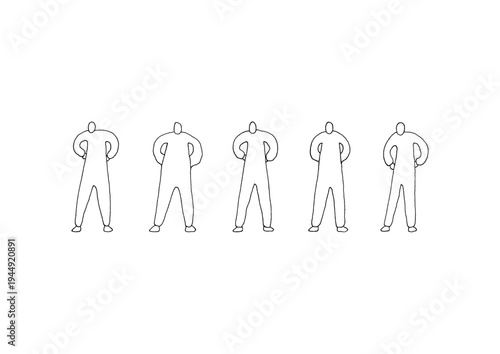 腰に手を当てる人物のゆるい手描きイラストセット