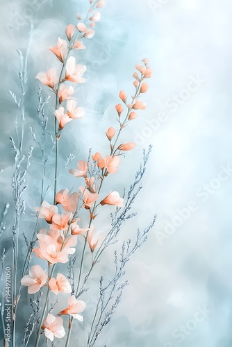 Soft Pastel Floral Arrangement with Delicate Pink Blossoms on Light Background