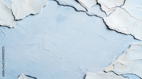 Textured Background of Blue Surface with Cracked and Peeling Layers of Paint and Material