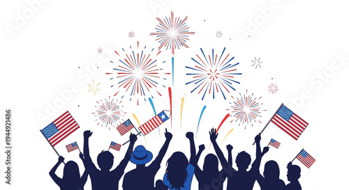 People Celebrating with Fireworks and Flags 1.