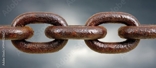 Rusty chain links close up.