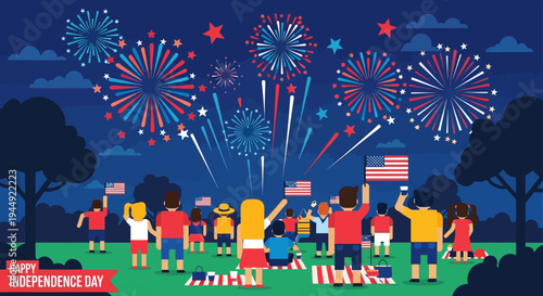 People Watching Fireworks on Independence Day.