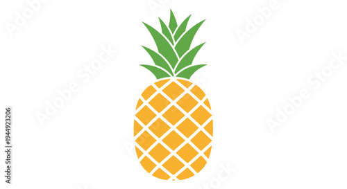 Stylized pineapple illustration with a bright yellow body and green leaves