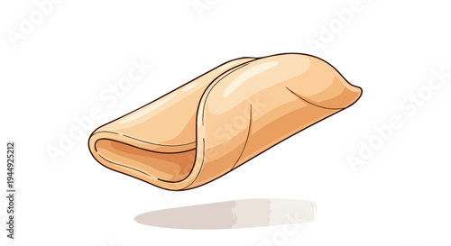 Hand Drawn Illustration of a Folded Tortilla or Flatbread