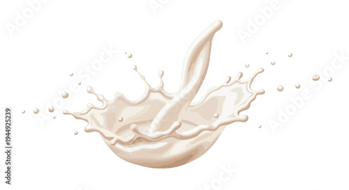 Realistic Milk Splash Isolated on White Background