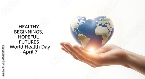 Hand holds heart-shaped Earth globe