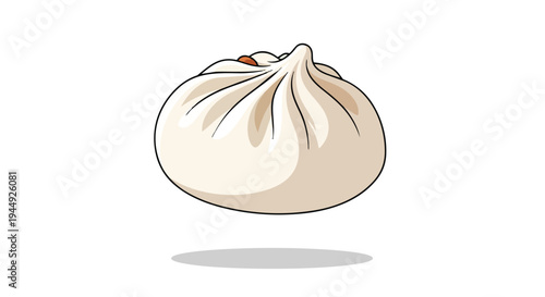 Steamed Baozi Dumpling Illustration Isolated on White Background