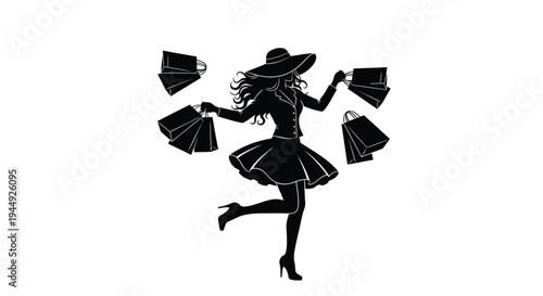 Vector illustration of a woman with shopping bags