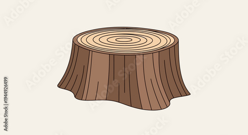 Brown tree stump cut section.