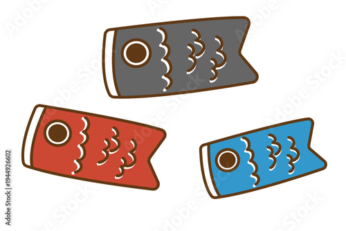 手描き風のかわいい鯉のぼりのイラスト素材