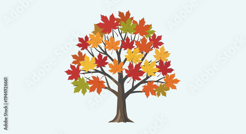 Colorful Tree with Autumn Leaves.