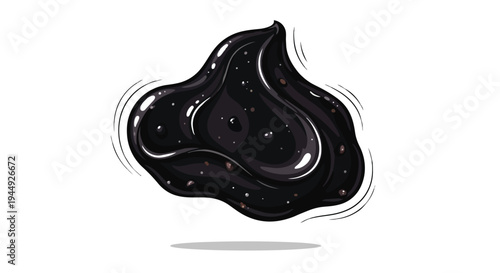 Black Activated Charcoal Face Mask Cream Smear Isolated on White