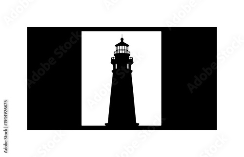 Minimalist Black and White Lighthouse Vector Icon