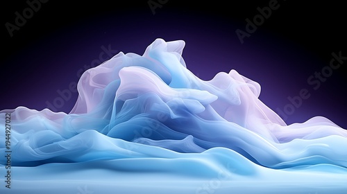 Abstract Fluid Shapes in Soft Pastel Colors Against Dark Background for Digital Art